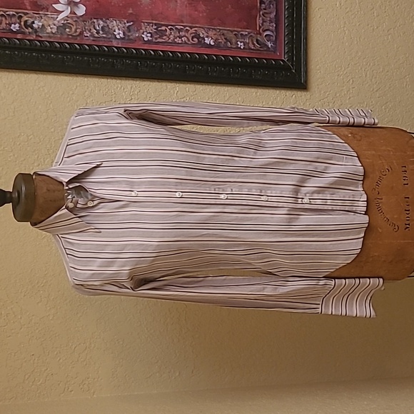 Womens Ralph Lauren Silk Stripe Buttom Up Blouse Slim Fit Size 4 - Picture 1 of 8